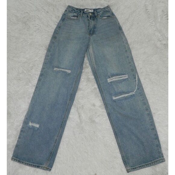 Tiger Mist Jeans X-Small‎ High-Waisted Wide Leg Distressed Baggy Medium Washed - Picture 7 of 11